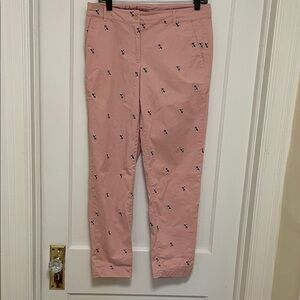 Talbots Pink Casual Pants with Frenchies Embroidery
